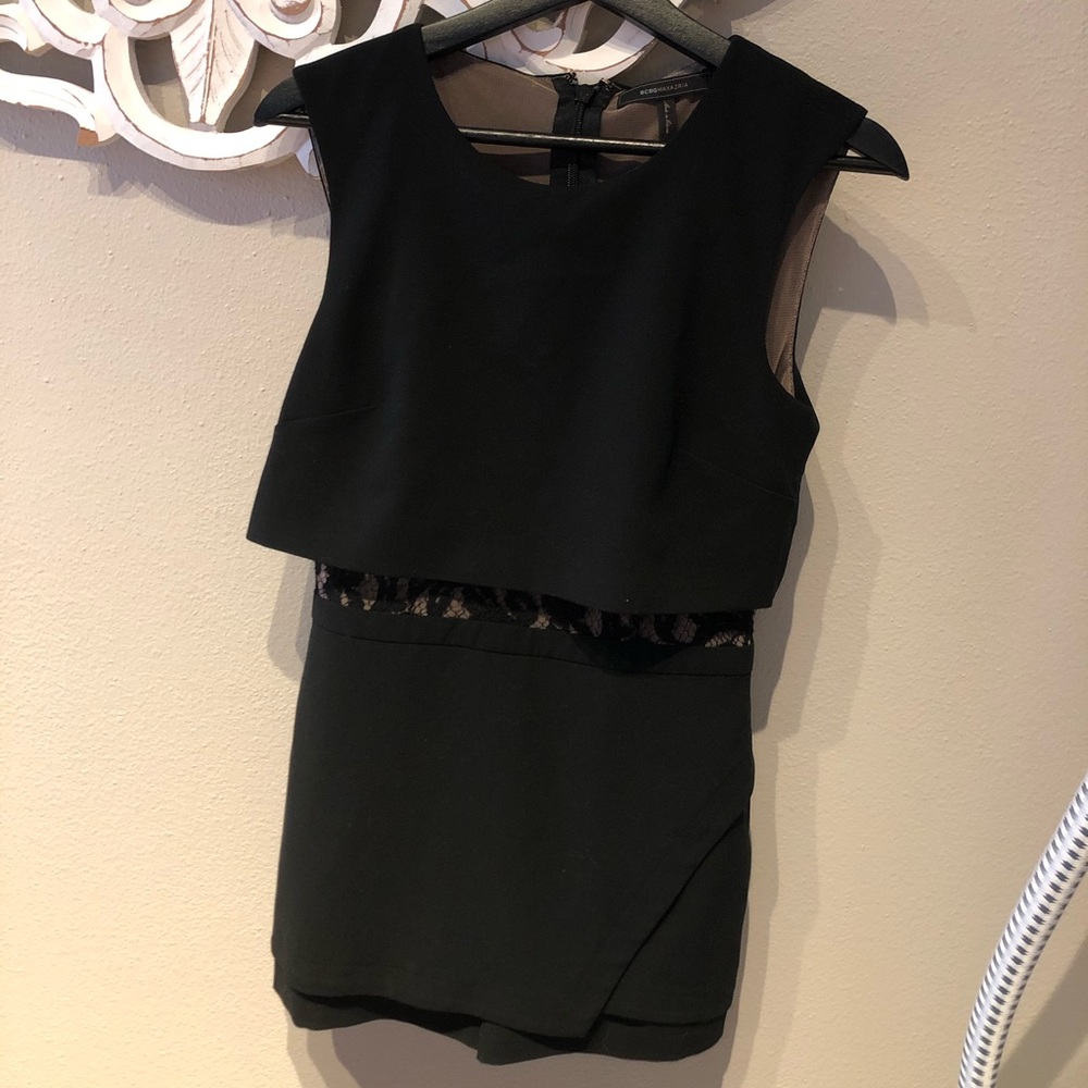 BCBG MAXAZRIA black laced romper